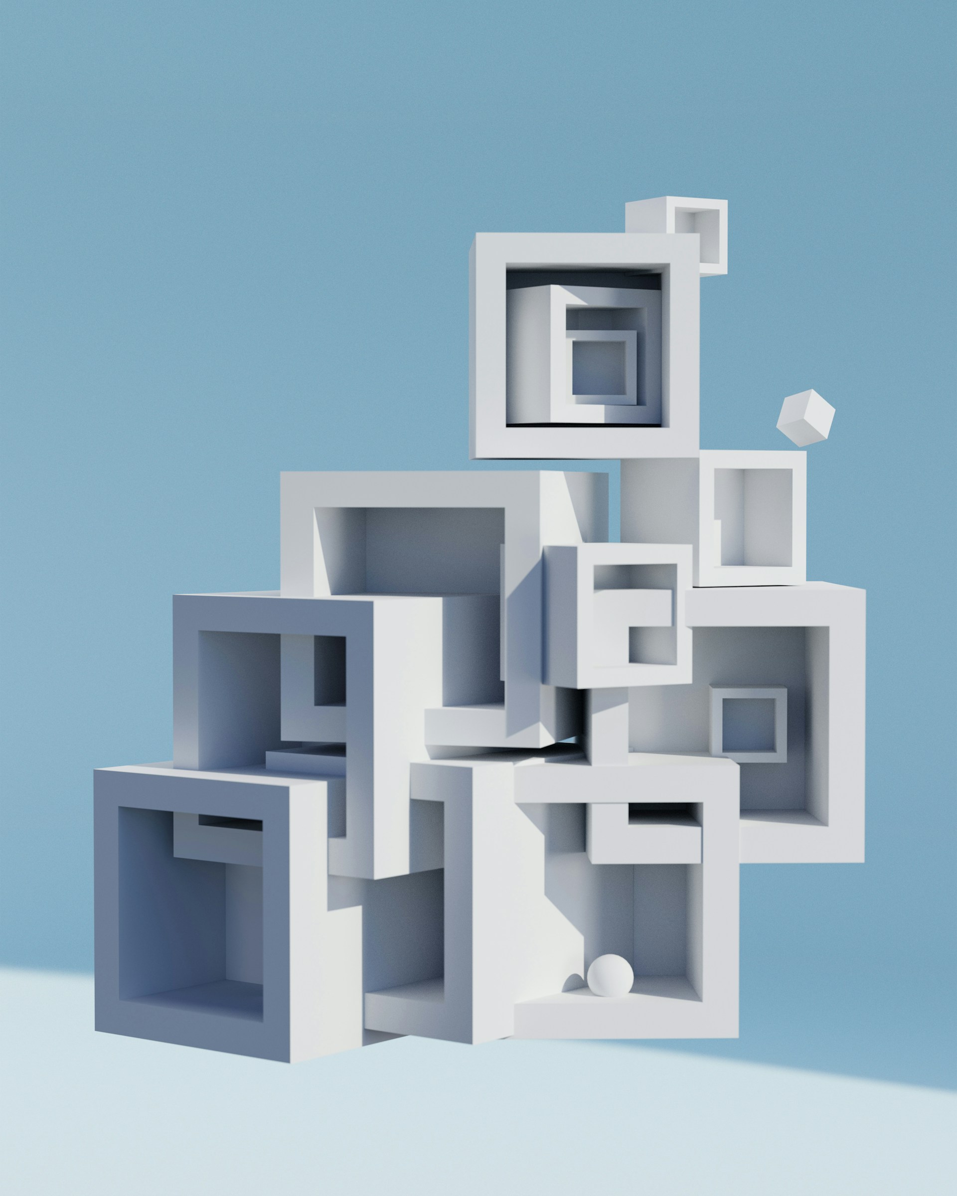 積み上がる構造をイメージした3Dビジュアル